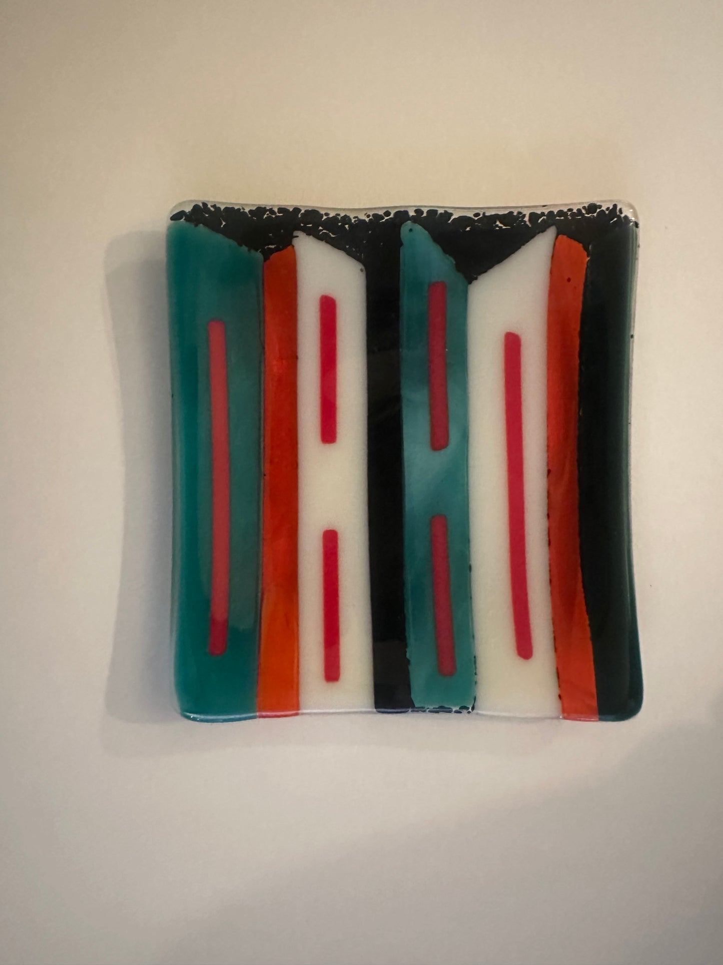Red and Blue Striped Dish