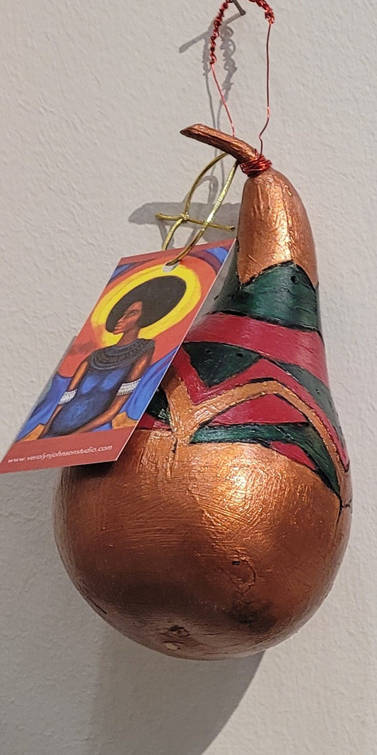 Custom Metallic Bronze African Gourd Ornament