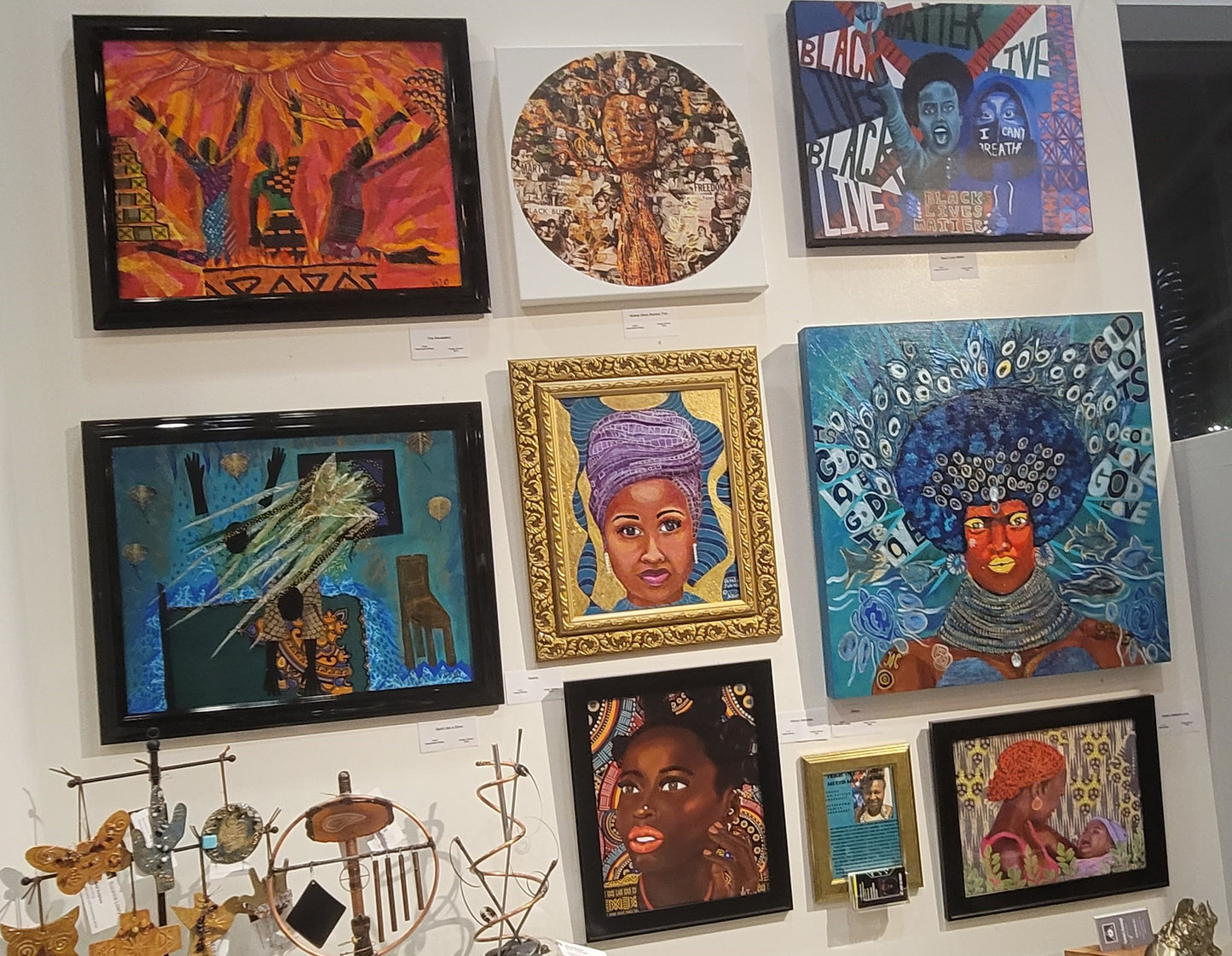 Custom African Gourd Ornament Blue Metallic